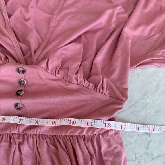 ASOS DESIGN waisted midi tea dress with buttons in pink size 4 NWOT - Picture 11 of 12